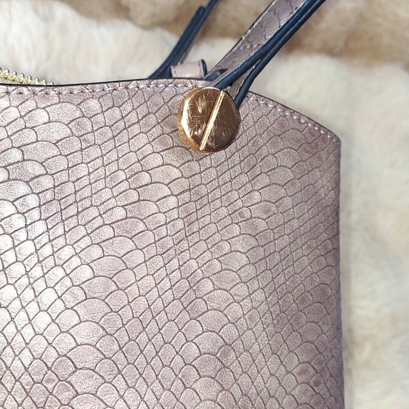 Dune London 3 Strap Zippered Snakeskin Luxury Bucket Handbag - Picture 8 of 9